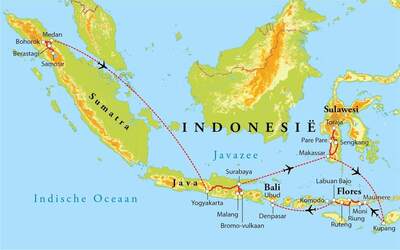 Routekaart Rondreis Indonesië, 40 dagen