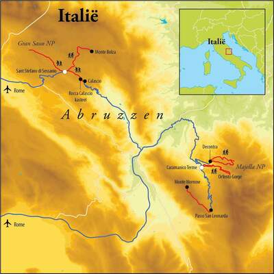 Routekaart Wandelreis Abruzzen - Italië, 8 dagen