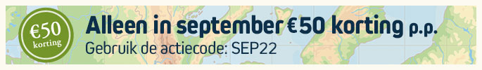 Alleen in september €50 korting p.p. Gebruik de actiecode: SEP22.