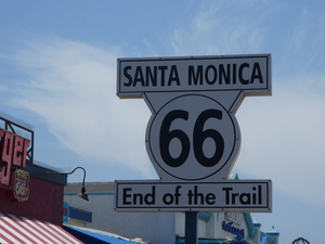 einde route 66 bij de santa monica pier in LA