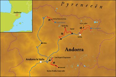 Routekaart Wandelreis Andorra, 8 dgn