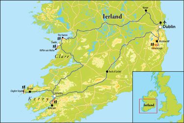 Routekaart Wandelreis Ierland 8 dagen