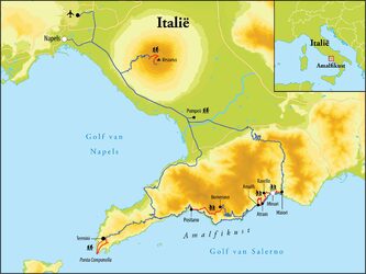 Routekaart Wandelreis Amalfikust - Italië, 8 dagen