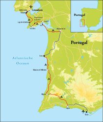 Routekaart Fietsreis Portugal, 8 dagen