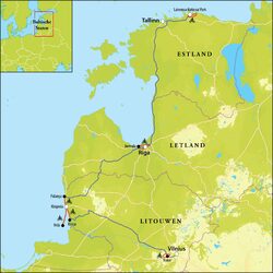 Routekaart Fietsreis Baltische Staten, 9 dagen