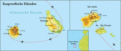Routekaart Wandelreis Kaapverdische eilanden, 13 dagen