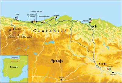 Routekaart Wandelreis Noord-Spanje, 8 dagen