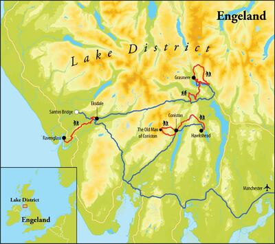 Routekaart Wandelreis Lake District - Engeland, 8 dagen