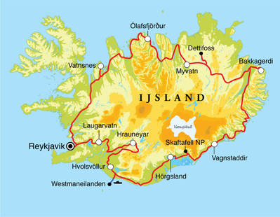 Routekaart Rondreis IJsland, 13 dagen