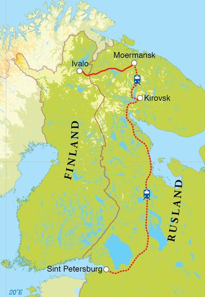 Routekaart Natuurreis Rusland & Finland, 10 dagen