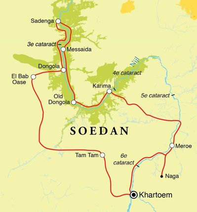 Routekaart Rondreis Soedan, 14 dagen