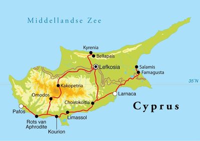 Routekaart Rondreis Cyprus, 8 dagen