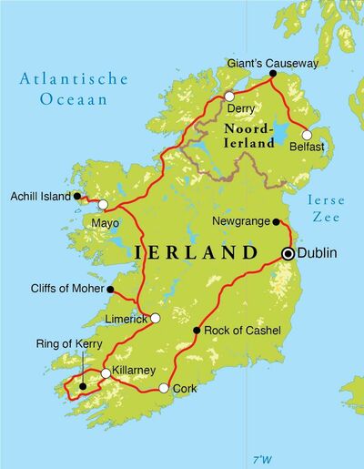 Routekaart Rondreis Ierland & Noord-Ierland, 12 dagen