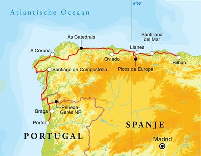 Routekaart Rondreis Spanje & Portugal, 13 dagen