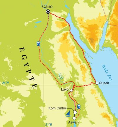 Routekaart Rondreis Egypte, Nijlvallei & Rode Zee, 14 dagen