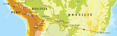 Routekaart Van Rio de Janeiro naar Lima, 24 dagen