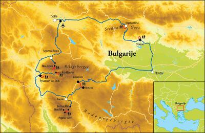 Routekaart Wandelreis Bulgarije