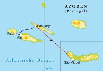Routekaart Rondreis Azoren, 10 dagen