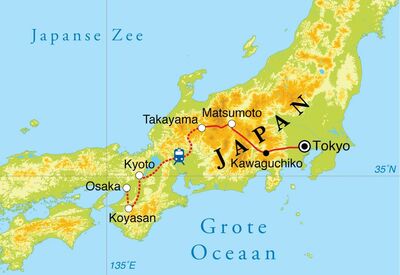 Routekaart Rondreis Japan, 16 dagen