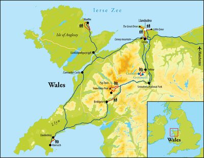Routekaart Wandelreis Wales, 8 dagen