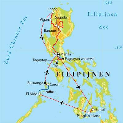 Routekaart Rondreis Filipijnen, 22 dagen