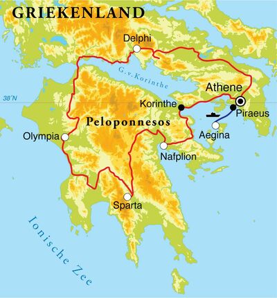 Routekaart Rondreis Griekenland, 9 dagen