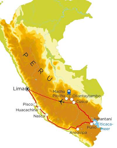 Routekaart Peru, 21 dagen