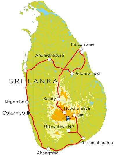 Routekaart Sri Lanka, 20 dagen