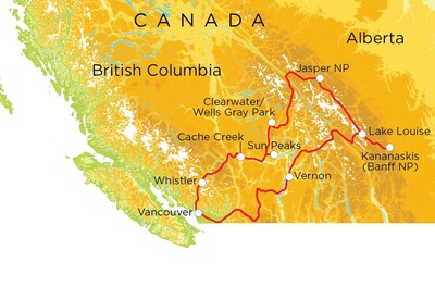 Routekaart Canada, 20 dagen hotel/kampeerreis