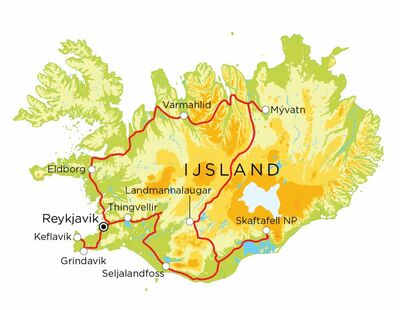 Routekaart IJsland, 14 dagen