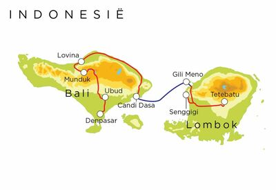 Routekaart Bali, Gili & Lombok, 18 dagen