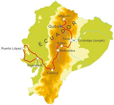 Routekaart Ecuador, 21 dagen