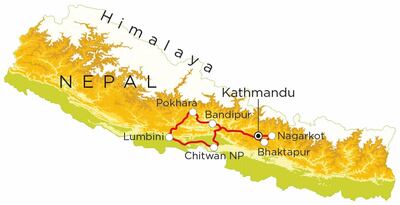 Routekaart Nepal, 18 dagen