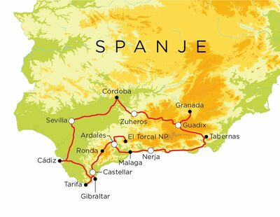 Routekaart Spanje, 18 dagen