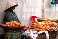 Dame markt eten stokbrood Vietnam