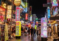 Straat nacht Seoul Zuid-Korea