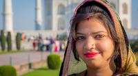 Vrouw Taj Mahal Agra India