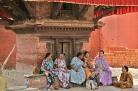 Vrouwen op Durbar square in Kathmandu