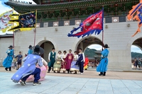 Tempel mensen klederdracht Zuid-Korea