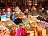 Specerijen Specerijen Djemaa el-Fna-plein Marrakech Marokko 