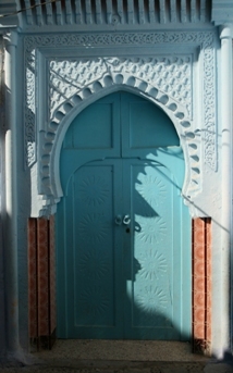 Chefchaouen deur Blauwe Stad in Marokko