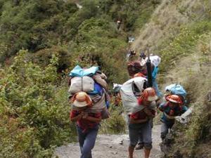 Dragers van de Inca Trail