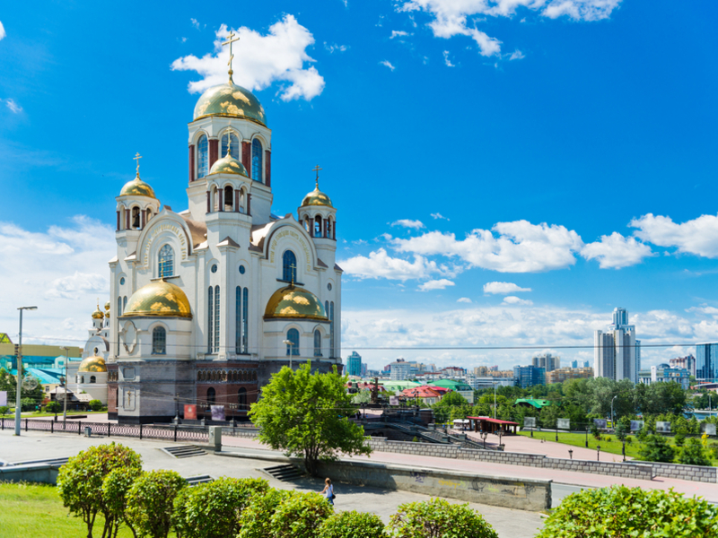 De kerk van het Bloed in Jekaterinaburg