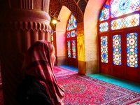 Nasir al-Mulk moskee vrouw Shiraz Iran