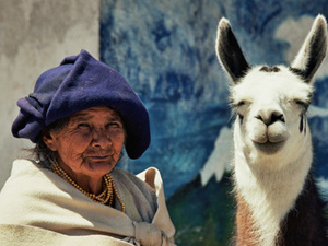 Indianen - mevrouw met lama
