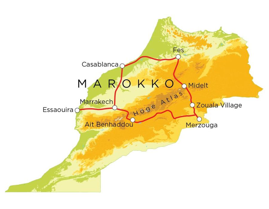 Routekaart Marokko, 15 dagen