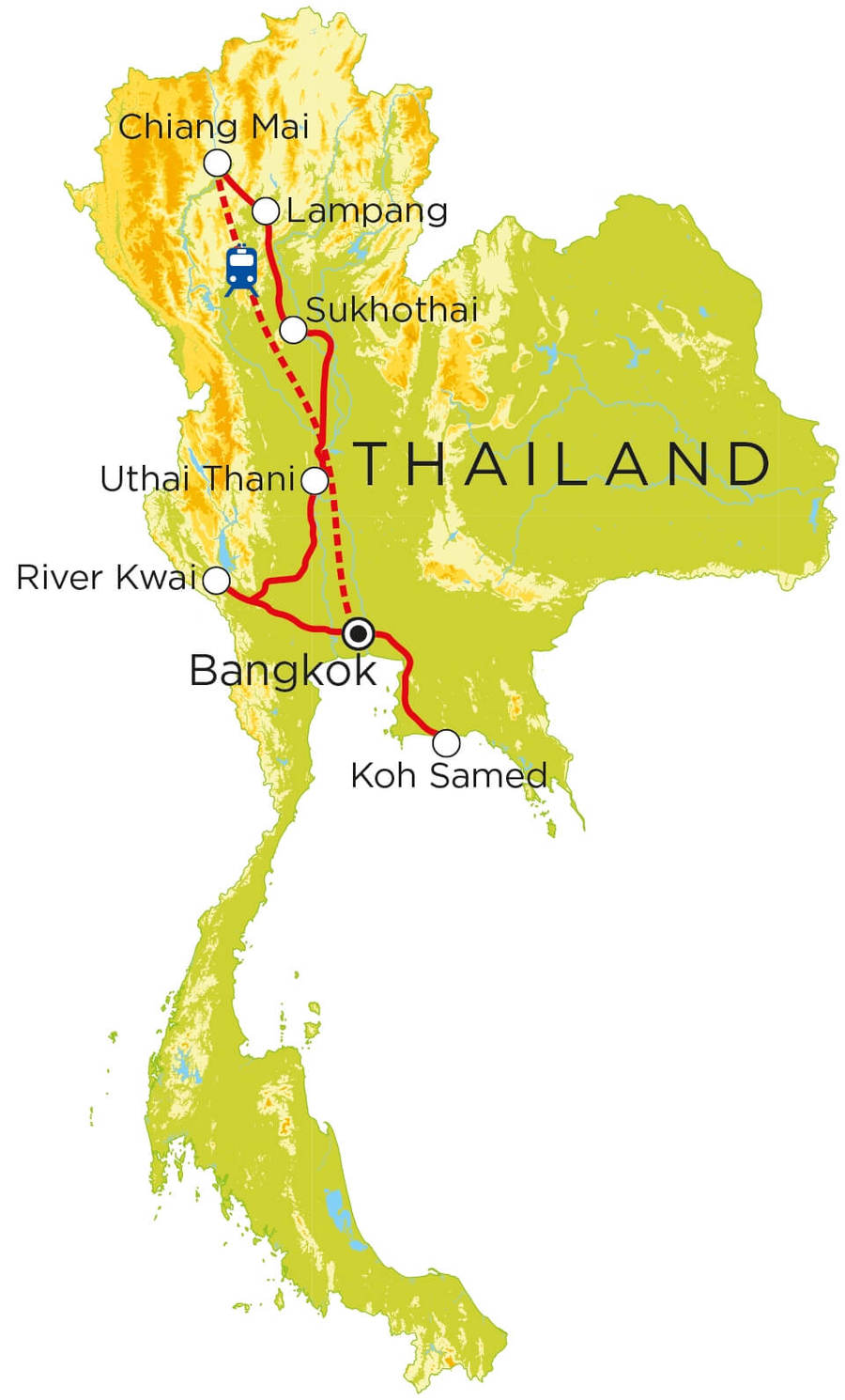 Routekaart Thailand, 21 dagen