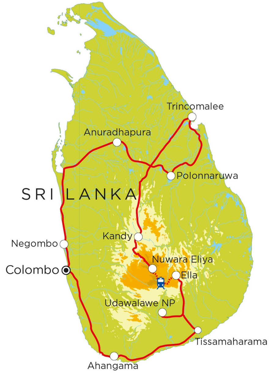 Routekaart Sri Lanka, 20 dagen