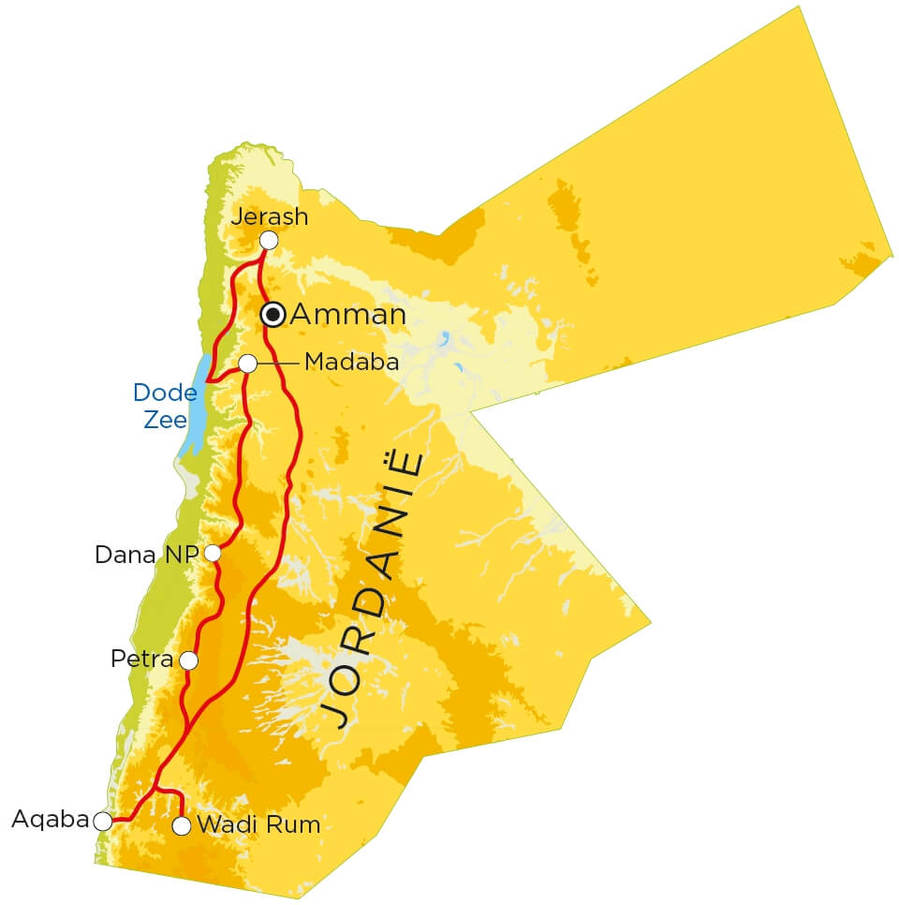 Routekaart Jordanië, 8 dagen