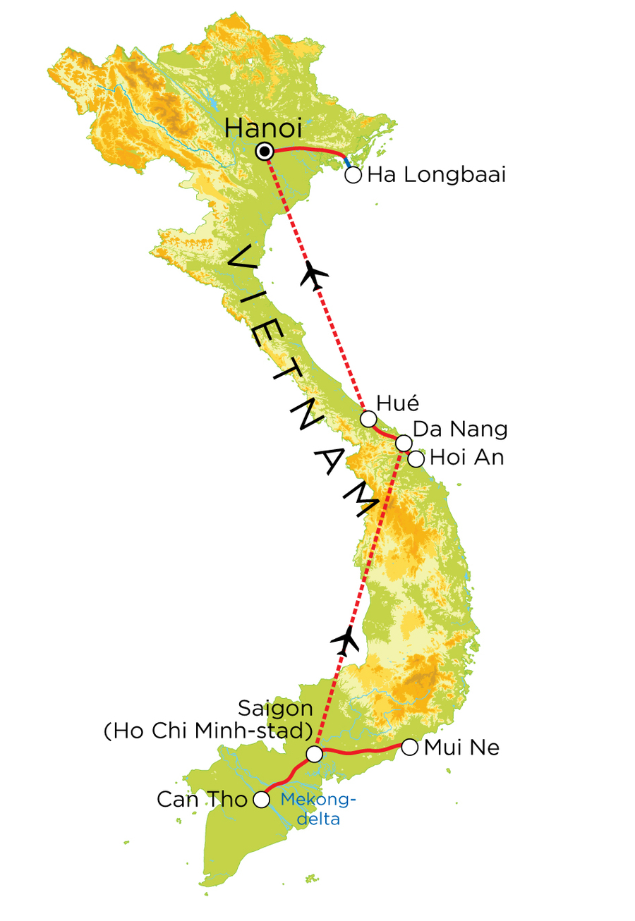 Routekaart Vietnam, 15 dagen